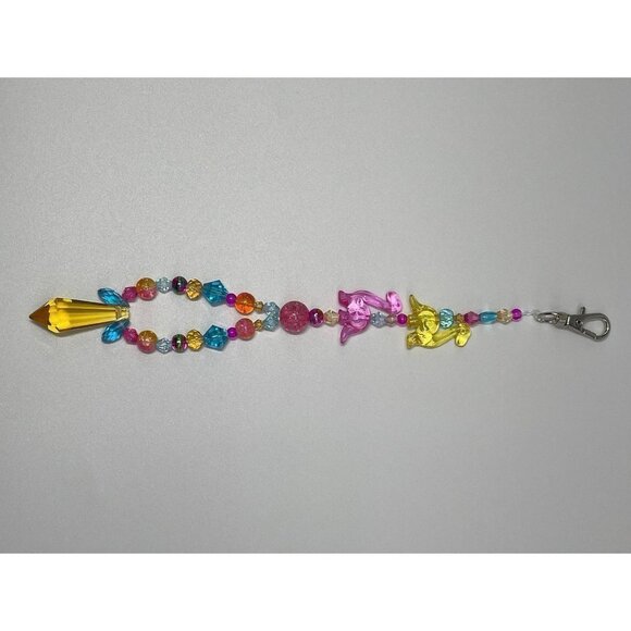 Beaded Purse Charm Suncatcher Dinosaur Yellow Crystal Prism Handbag Ornament - Picture 4 of 10